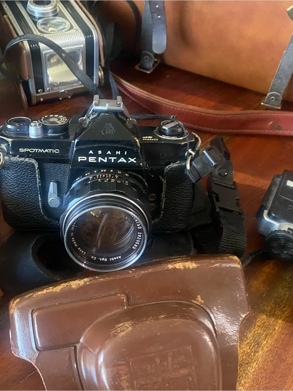 Vintage Mixed Film Cameras Bundle - Brown Leather Cases